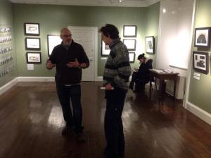 Rik talks about the exhibition to an archaeoologist; I make notes for this post. (Photo by Sweyn Hunter)
